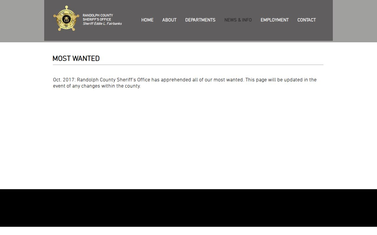 Official Randolph County Sheriff's Most Wanted page
